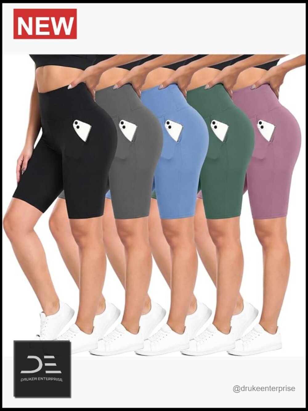 5 Pack High Waist Biker Shorts for Women - Buttery Soft 8" Workout Yoga